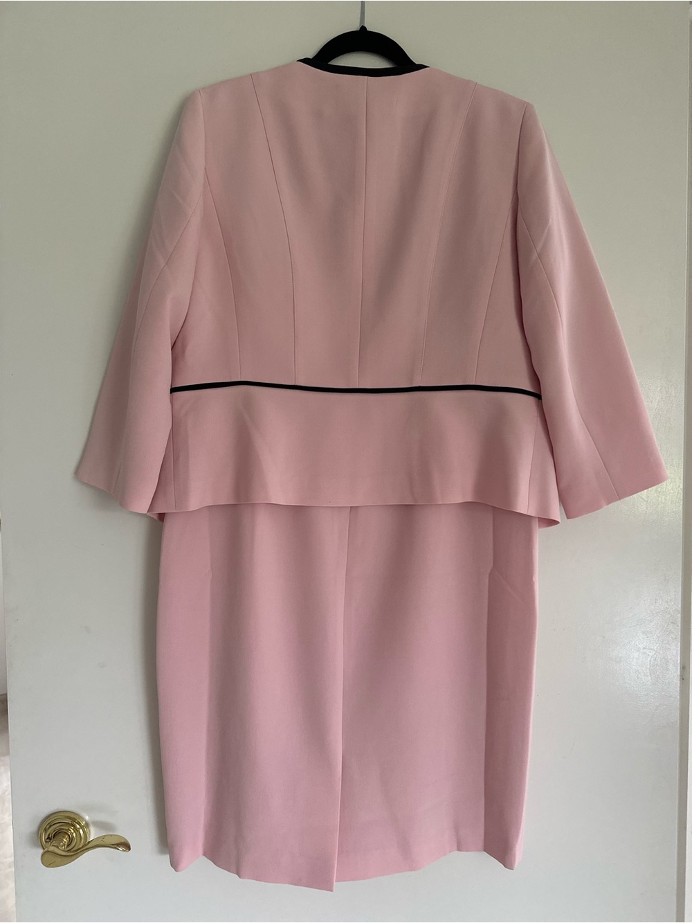 Evan Picone Pink Jacket with Black Trim with matching Sheath dress - Picture 3 of 6